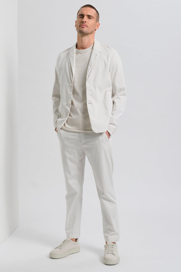 Regular-fit jacket in stretch cotton and tencel with comb stitch on shoulders and mid back | 1017.CFUTRCC124.U01