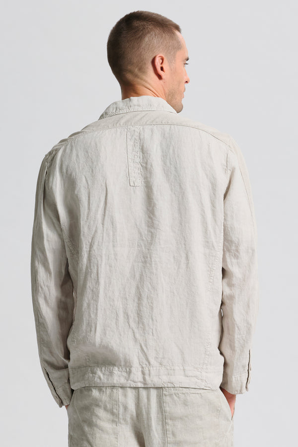 Giacca loose-fit in lino con inserti in maglia con punto spinato di cotone e lino | 1017.CFUTRCD135.U02