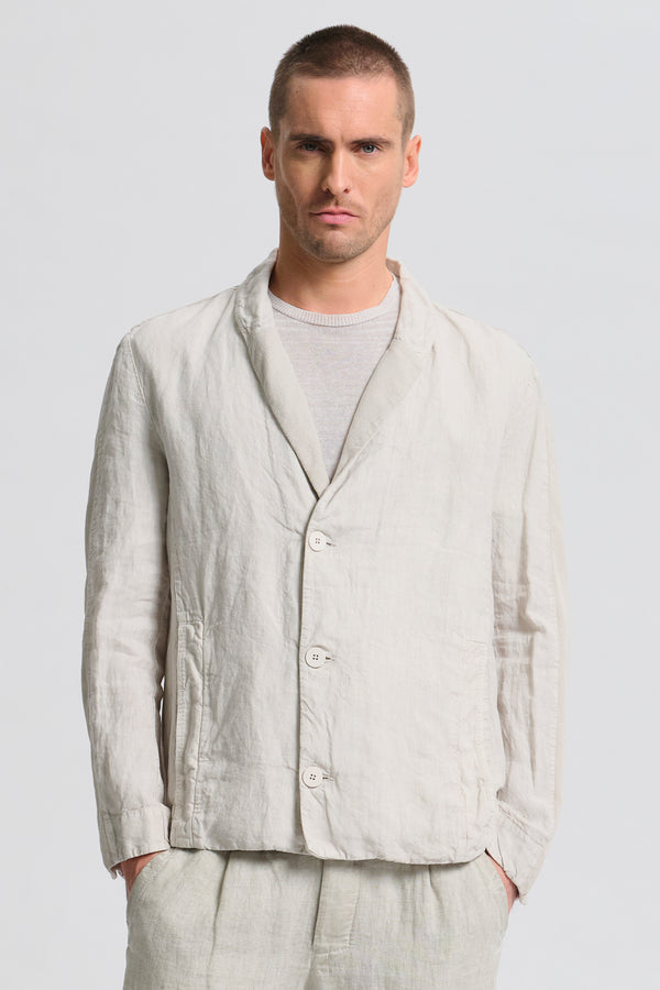 Giacca loose-fit in lino con inserti in maglia con punto spinato di cotone e lino | 1017.CFUTRCD135.U02