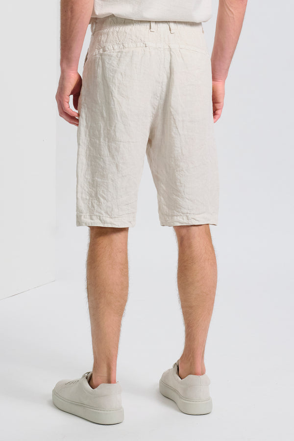 Bermuda jogger regular fit in tela di lino peso medio, tinto in capo | 1017.CFUTRCD136.U02