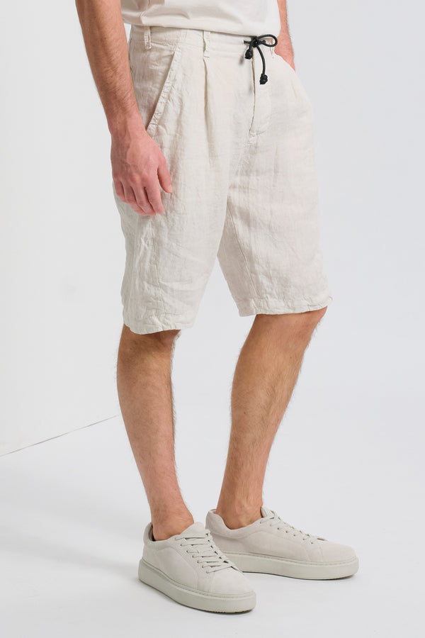 Bermuda jogger regular fit in tela di lino peso medio, tinto in capo | 1017.CFUTRCD136.U02