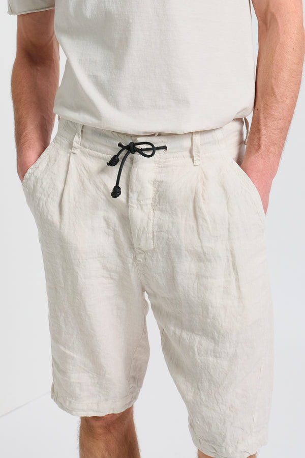 Bermuda jogger regular fit in tela di lino peso medio, tinto in capo | 1017.CFUTRCD136.U02