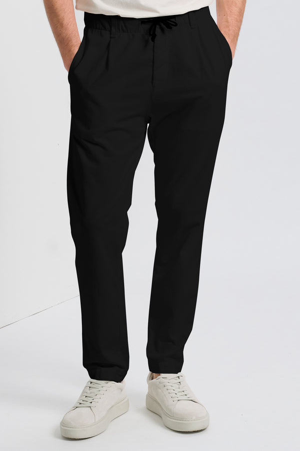 Pantalone jogger regular fit in jersey pesante di cotone con inserti in lino e cintura elasticizzata | 1017.CFUTRCF150.U10