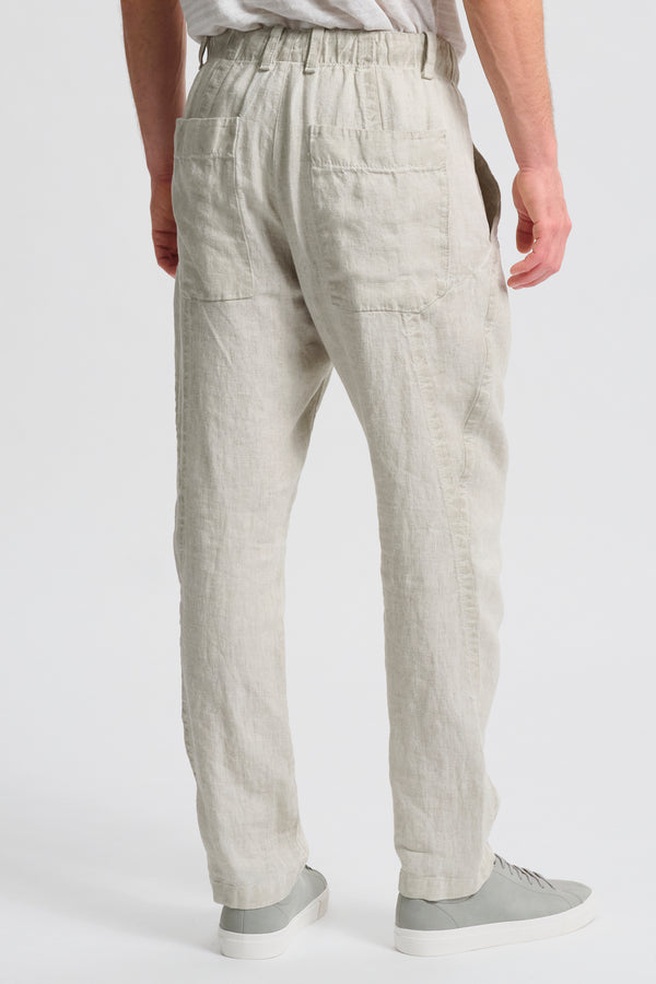 Pantalone jogger regular fit in tela pesante di lino tinto a freddo con cintura elastica | 1017.CFUTRCH170E.U202