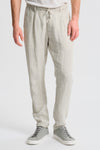 Pantalone jogger regular fit in tela pesante di lino tinto a freddo con cintura elastica | 1017.CFUTRCH170E.U202