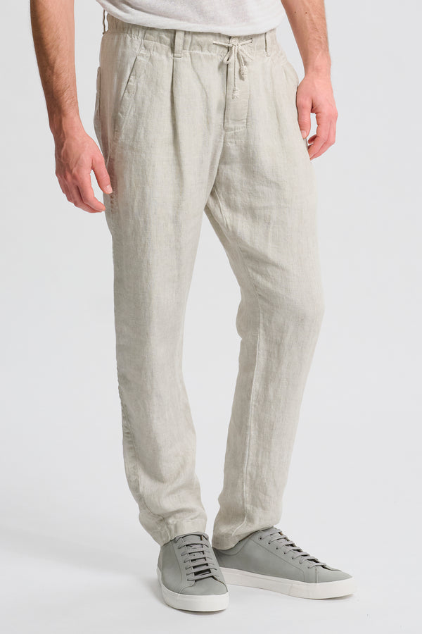 Pantalone jogger regular fit in tela pesante di lino tinto a freddo con cintura elastica | 1017.CFUTRCH170E.U202
