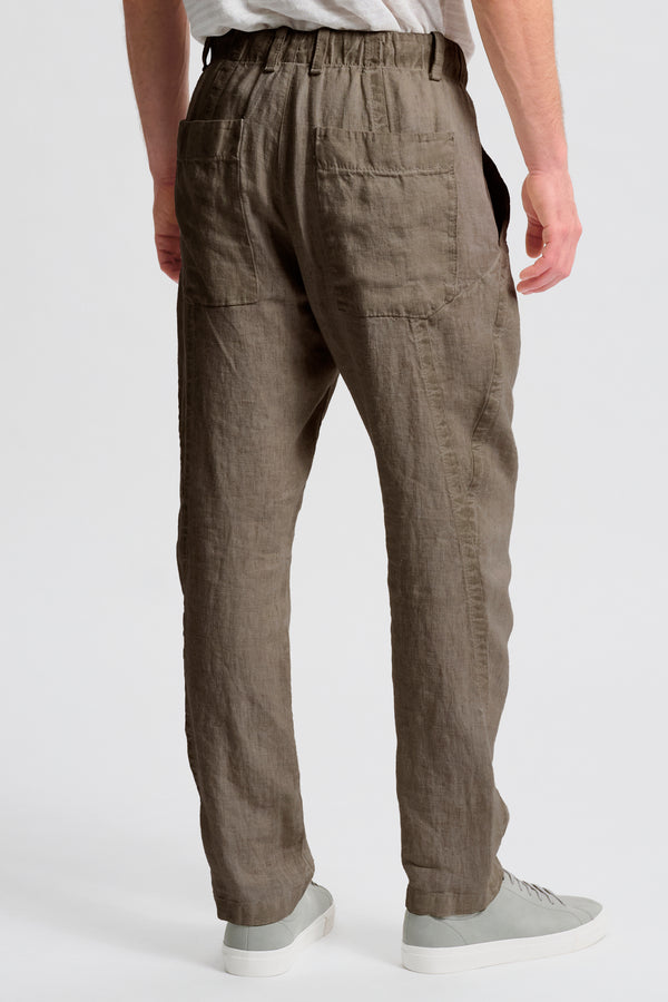 Pantalone jogger regular fit in tela pesante di lino tinto a freddo con cintura elastica | 1017.CFUTRCH170E.U204