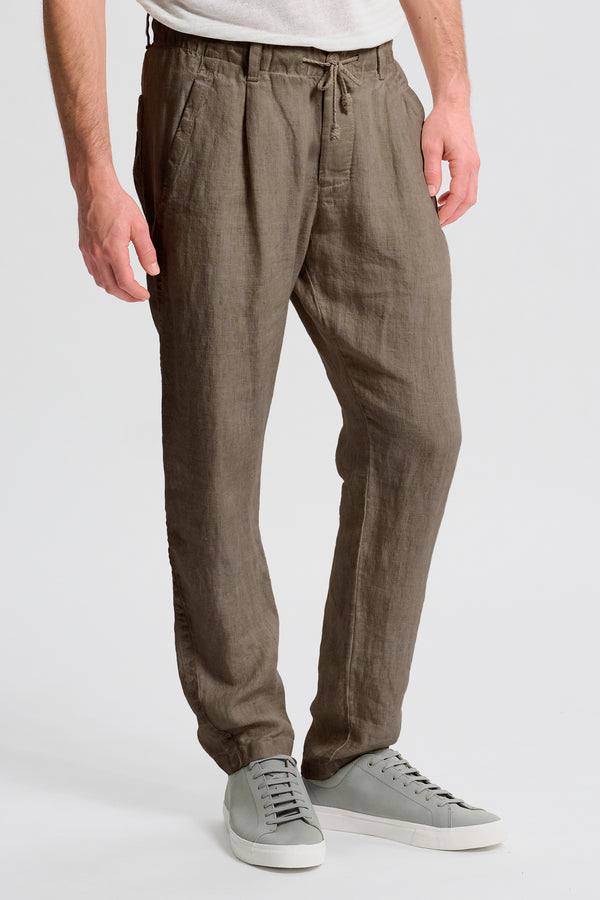 Pantalone jogger regular fit in tela pesante di lino tinto a freddo con cintura elastica | 1017.CFUTRCH170E.U204