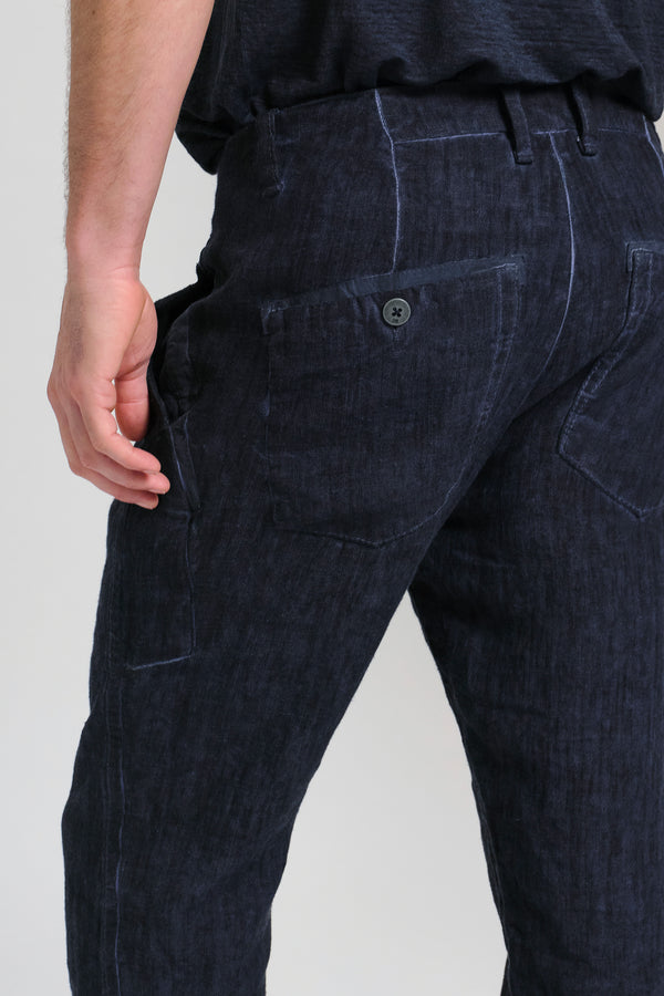 Pantalone tipo jeans regular fit in tela pesante di lino tinto a freddo | 1017.CFUTRCH171E.U205