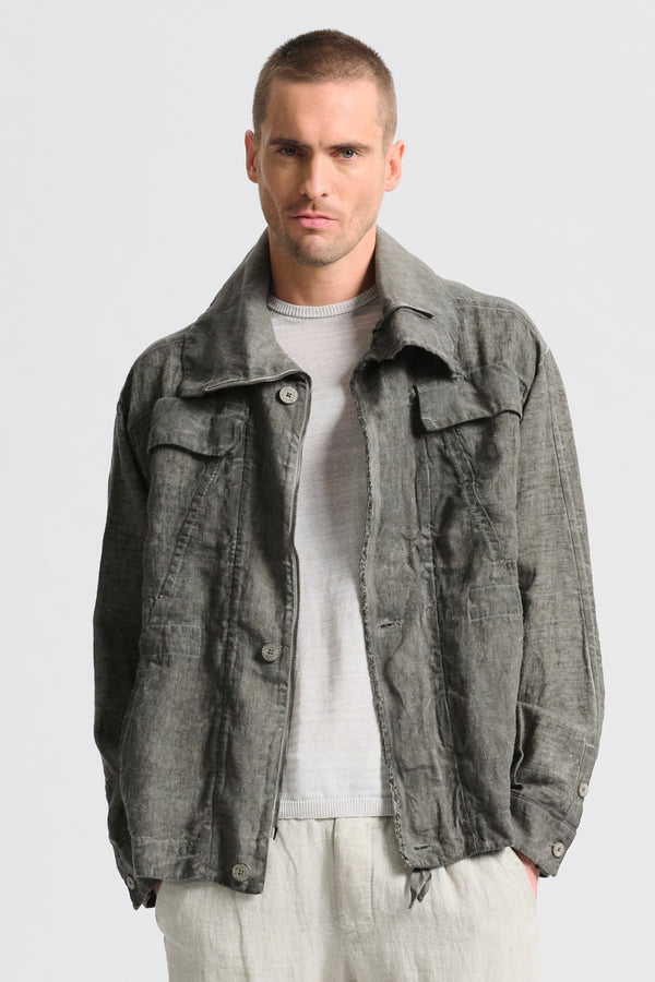 Sahariana oversize in tela pesante di lino tinto a freddo | 1017.CFUTRCH173E.U213