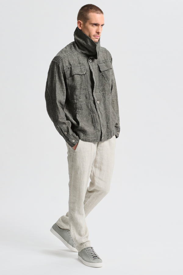 Sahariana oversize in tela pesante di lino tinto a freddo | 1017.CFUTRCH173E.U213