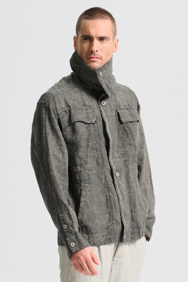 Sahariana oversize in tela pesante di lino tinto a freddo | 1017.CFUTRCH173E.U213