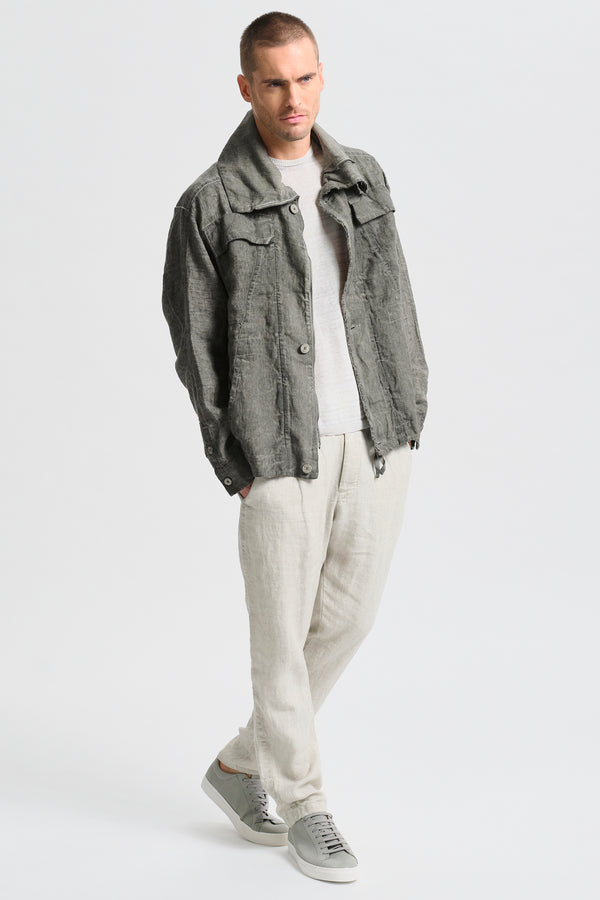 Sahariana oversize in tela pesante di lino tinto a freddo | 1017.CFUTRCH173E.U213