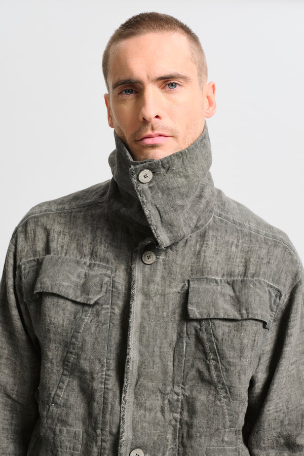 Sahariana oversize in tela pesante di lino tinto a freddo | 1017.CFUTRCH173E.U213