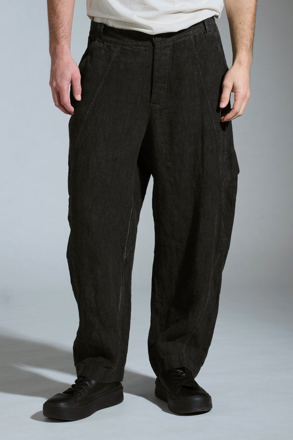 Pantalone ergonomico oversize in tela pesante di lino con tintura a freddo | 1017.CFUTRCH176E.U210