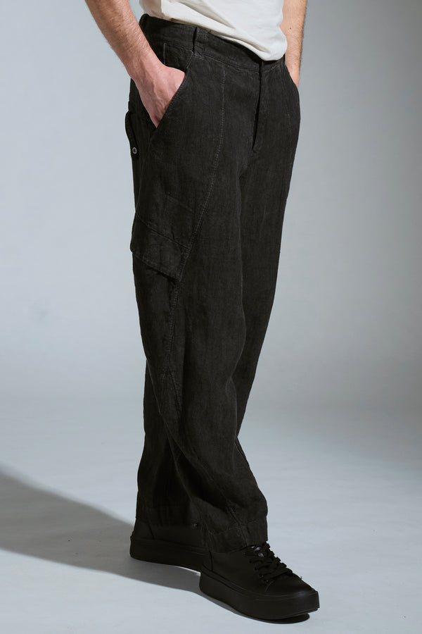 Pantalone ergonomico oversize in tela pesante di lino con tintura a freddo | 1017.CFUTRCH176E.U210