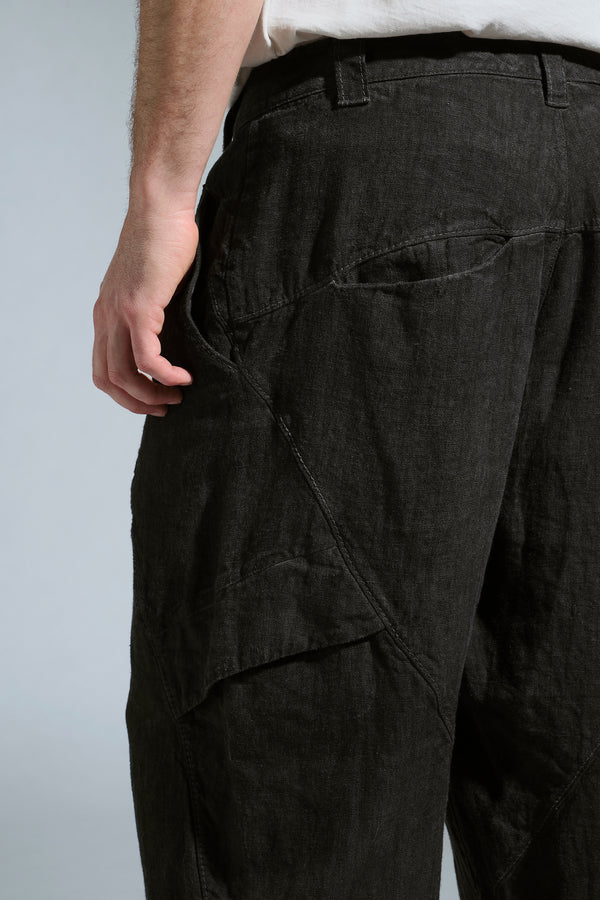 Pantalone ergonomico oversize in tela pesante di lino con tintura a freddo | 1017.CFUTRCH176E.U210
