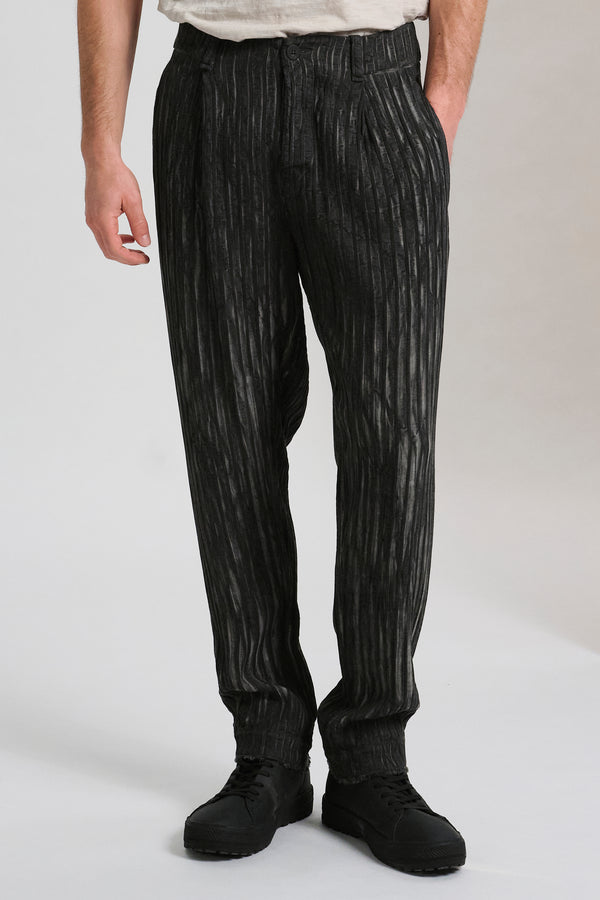 Cold-dyeing loose fit trousers in textured pinstripe viscose | 1017.CFUTRCJ190E.U210