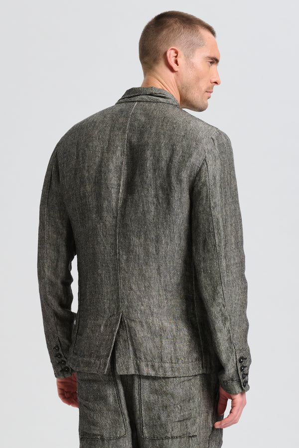 Regular fit jacket in two-tone fil à fil linen fabric | 1017.CFUTRCK201.U302