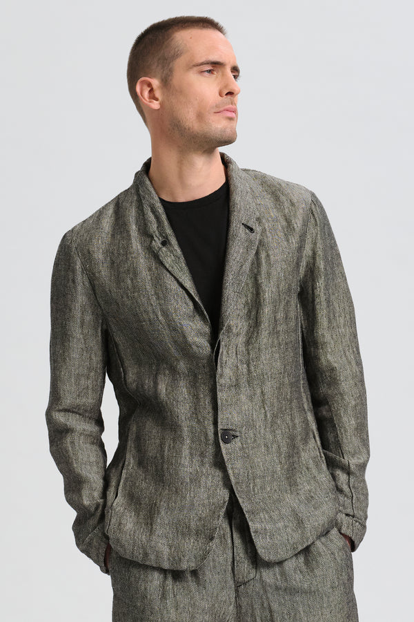 Regular fit jacket in two-tone fil à fil linen fabric | 1017.CFUTRCK201.U302