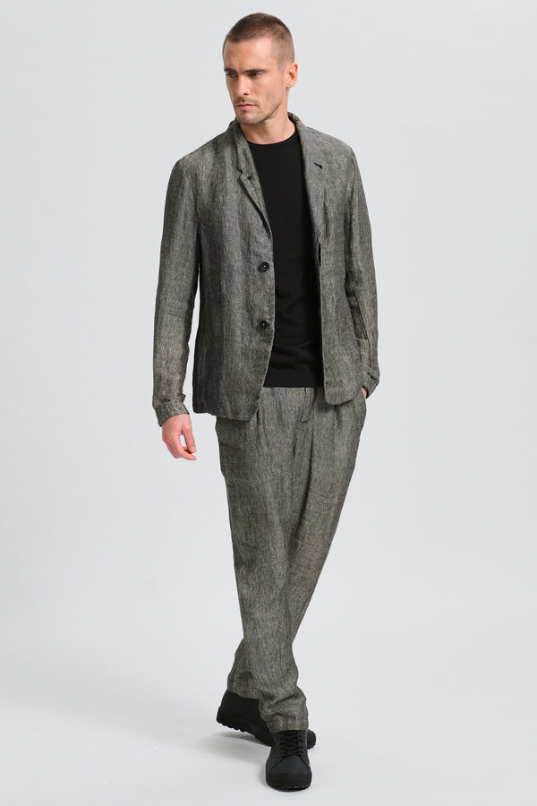 Regular fit jacket in two-tone fil à fil linen fabric | 1017.CFUTRCK201.U302