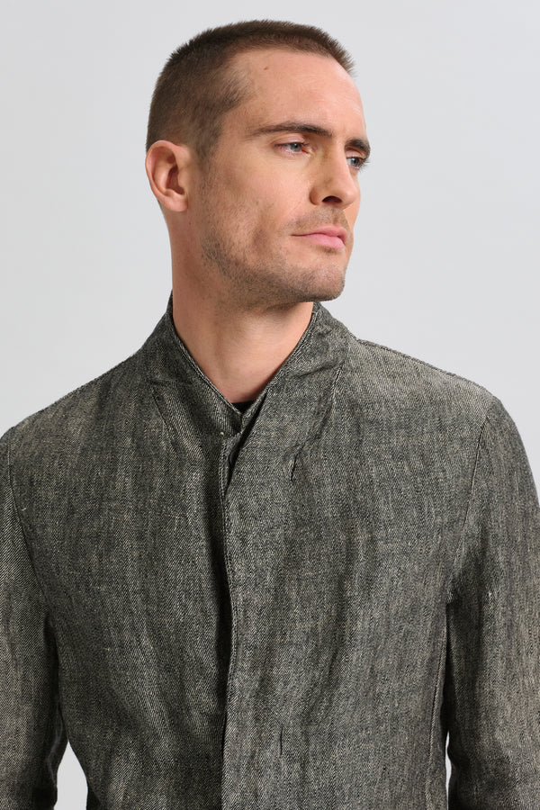 Regular fit jacket in two-tone fil à fil linen fabric | 1017.CFUTRCK201.U302