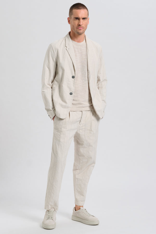 Giacca regular fit in tela spessa e rigata di cotone fiammato | 1017.CFUTRCL211.U302