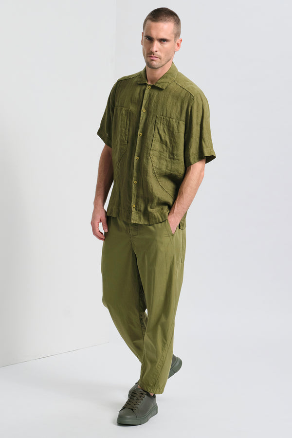 Camicia loose-fit manica corta in tela leggera di lino | 1017.CFUTRCV312.U08