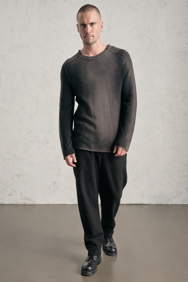 Pullover a girocollo regular-fit in maglia rasata di lana e cashemere spruzzato a mano | 1019.CFUTRE12470H.U306