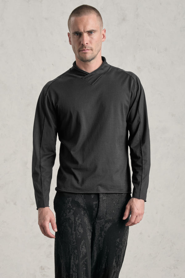 Turtle neck loose-fit in jersey di cotone con collo alto incrociato | 1019.CFUTRE1361.U10
