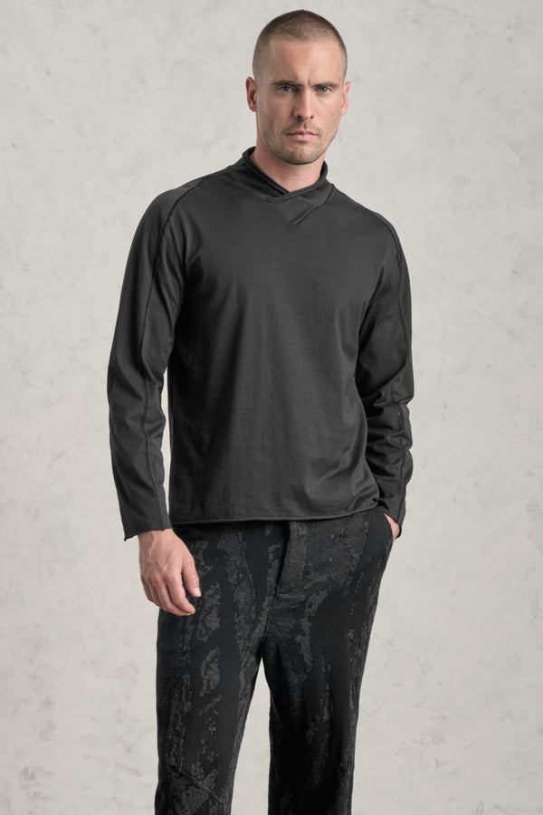 Turtle neck loose-fit in jersey di cotone con collo alto incrociato | 1019.CFUTRE1361.U10