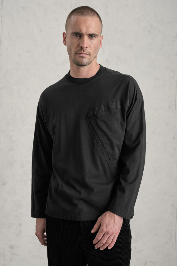 T-shirt oversize in jersey di cotone con taschino a toppa contornata da fettuccia di cotone | 1019.CFUTRE1364.U10