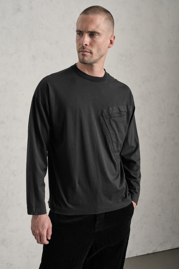 T-shirt oversize in jersey di cotone con taschino a toppa contornata da fettuccia di cotone | 1019.CFUTRE1364.U10