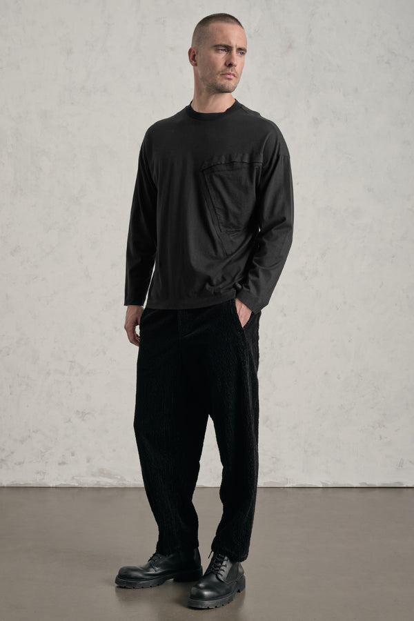T-shirt oversize in jersey di cotone con taschino a toppa contornata da fettuccia di cotone | 1019.CFUTRE1364.U10