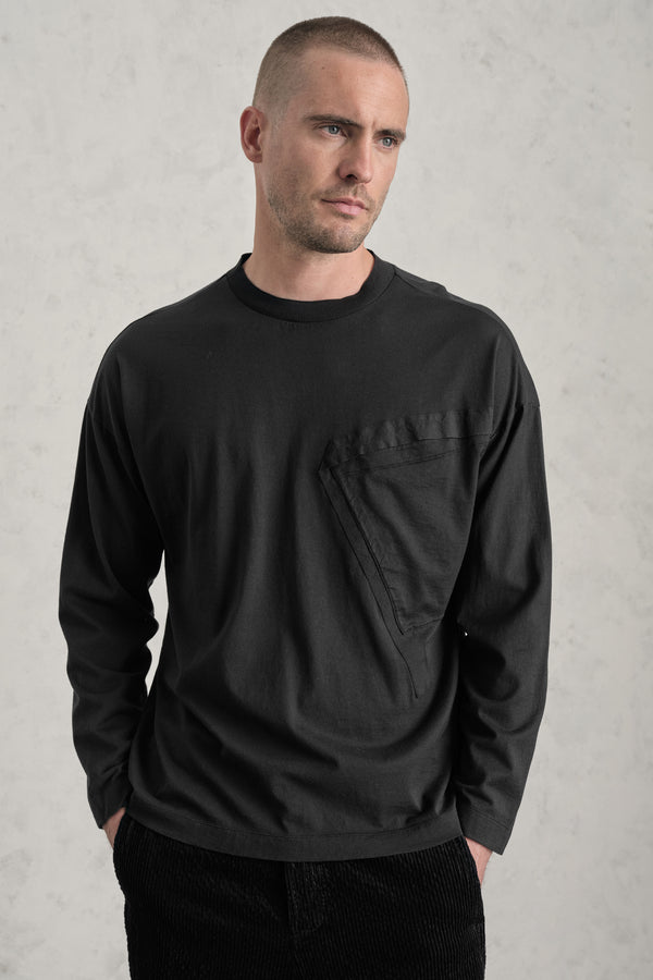 T-shirt oversize in jersey di cotone con taschino a toppa contornata da fettuccia di cotone | 1019.CFUTRE1364.U10