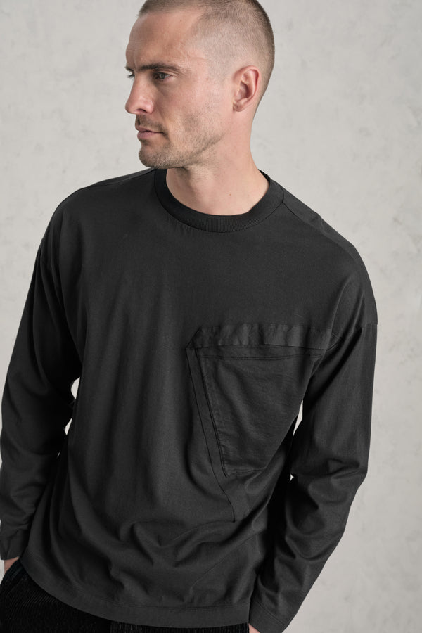 T-shirt oversize in jersey di cotone con taschino a toppa contornata da fettuccia di cotone | 1019.CFUTRE1364.U10