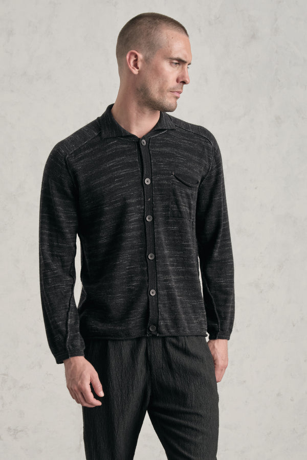 Camicia in maglia vaniset regular-fit in misto lana con filato stampato e collo e liste in tessuto | 1019.CFUTRE15503.U310