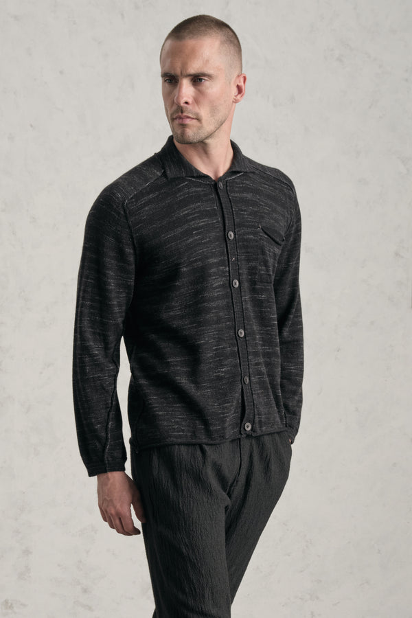 Camicia in maglia vaniset regular-fit in misto lana con filato stampato e collo e liste in tessuto | 1019.CFUTRE15503.U310