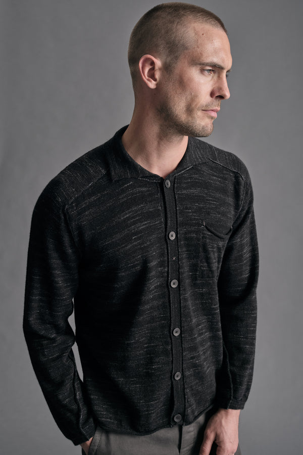Camicia in maglia vaniset regular-fit in misto lana con filato stampato e collo e liste in tessuto | 1019.CFUTRE15503.U310
