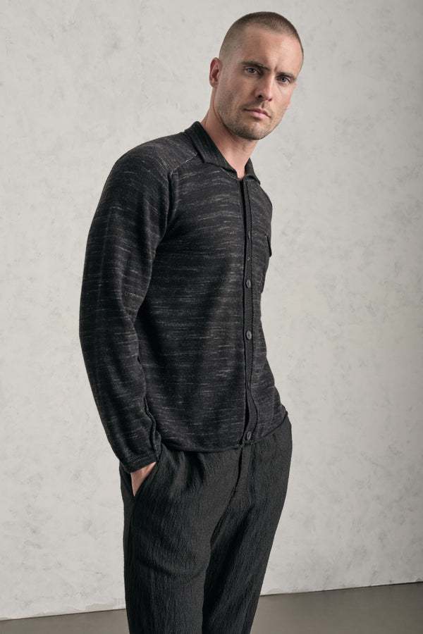 Camicia in maglia vaniset regular-fit in misto lana con filato stampato e collo e liste in tessuto | 1019.CFUTRE15503.U310