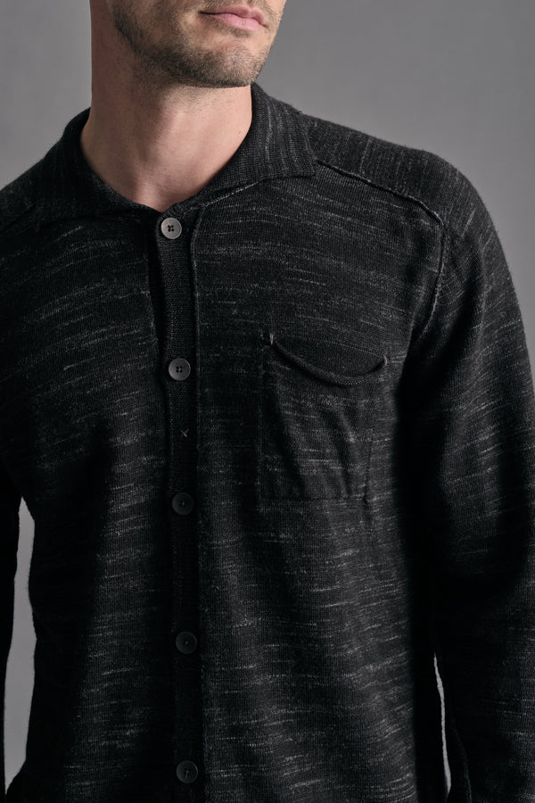 Camicia in maglia vaniset regular-fit in misto lana con filato stampato e collo e liste in tessuto | 1019.CFUTRE15503.U310