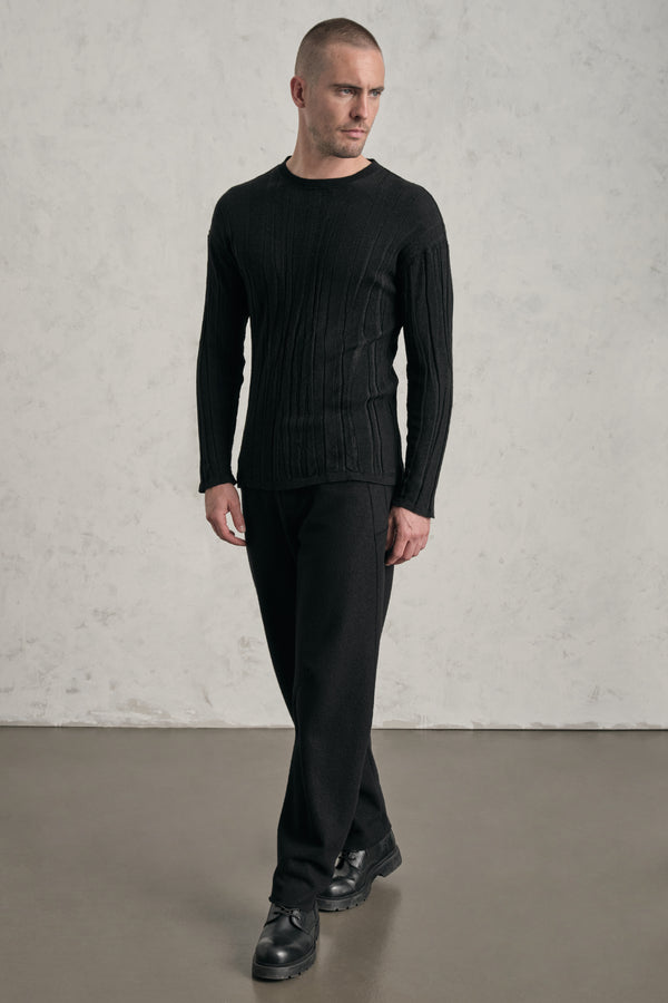 Rundhalspullover im Slim Fit aus Jacquard-Wollmix | 1019.CFUTRE18530.U310