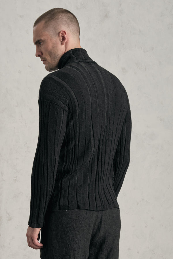 Pullover mit Stehkragen im Long und Slim Fit aus Jacquard-Wollmix | 1019.CFUTRE18531.U310