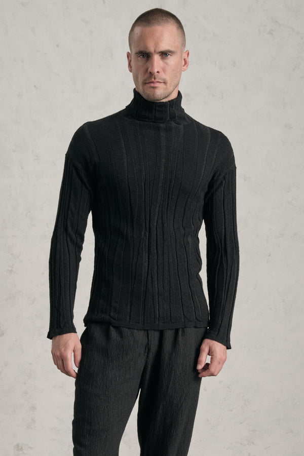 Pullover mit Stehkragen im Long und Slim Fit aus Jacquard-Wollmix | 1019.CFUTRE18531.U310