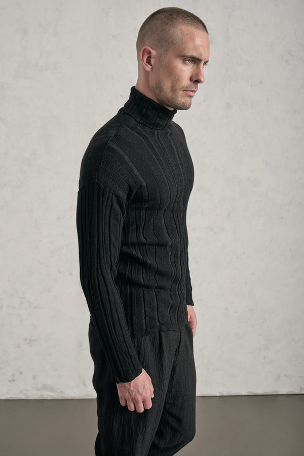 Pullover mit Stehkragen im Long und Slim Fit aus Jacquard-Wollmix | 1019.CFUTRE18531.U310