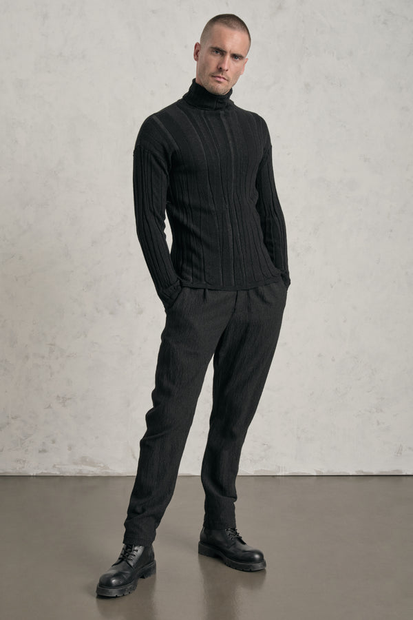Pullover mit Stehkragen im Long und Slim Fit aus Jacquard-Wollmix | 1019.CFUTRE18531.U310