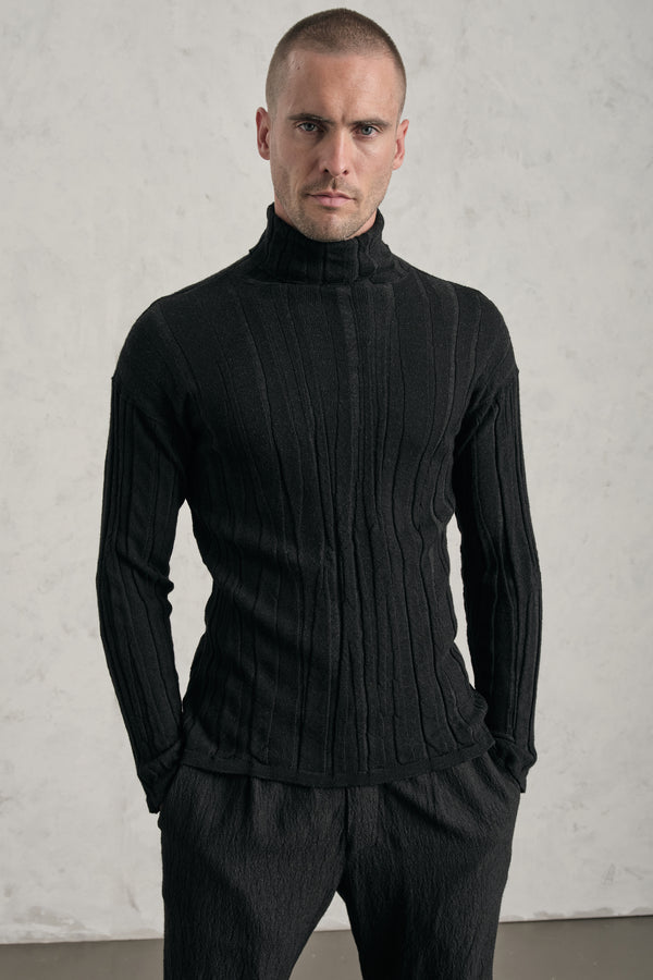 Pullover mit Stehkragen im Long und Slim Fit aus Jacquard-Wollmix | 1019.CFUTRE18531.U310