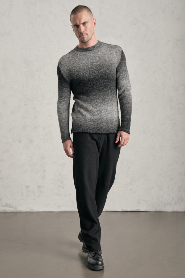 Regular-fit round neck knit in printed wool and alpaca blend yarn | 1019.CFUTRE19540.U312