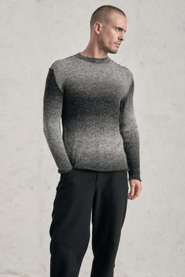 Regular-fit round neck knit in printed wool and alpaca blend yarn | 1019.CFUTRE19540.U312