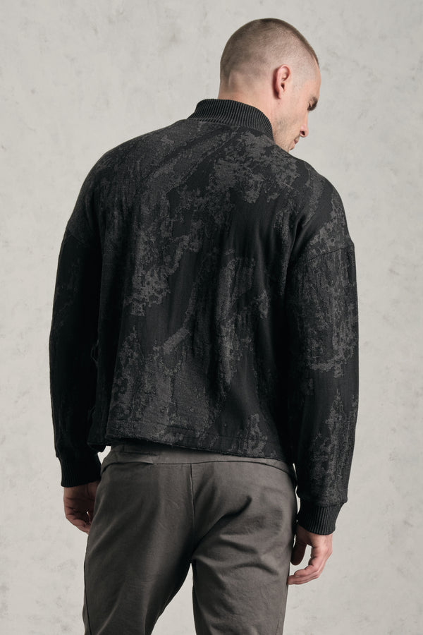 Oversized jacket with double-slider zip in jacquard knit wool and viscose | 1019.CFUTRE21561.U310